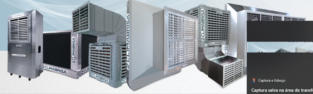Linha de climatizadores evaporativos, dutos e equipamentos CLIMABRISA